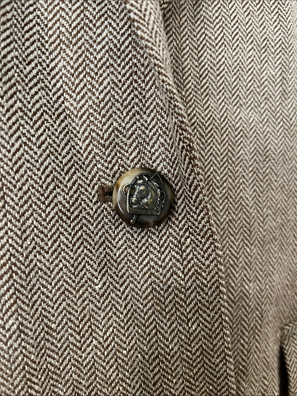 Vintage Lauren Ralph Lauren Silk Wool Herringbone Blazer Jacket Women’s 10